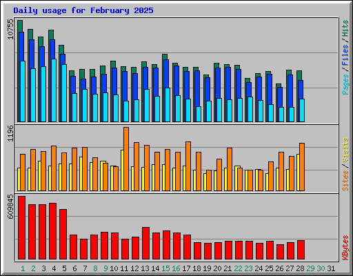 Daily usage for February 2025