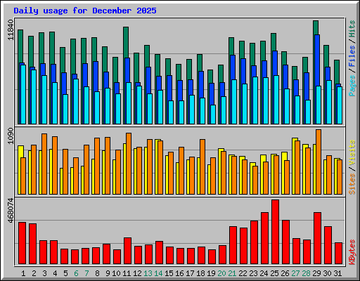 Daily usage for December 2025