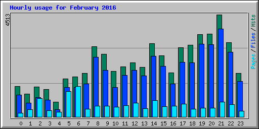Hourly usage for February 2016
